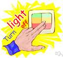 turn out - cause to stop operating by disengaging a switch