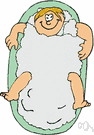 bubble bath - a bath in which you add something to foam and scent the bath water