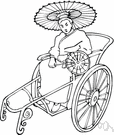 cycle rickshaw - a tricycle (usually propelled by pedalling)