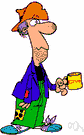 panhandler - a beggar who approaches strangers asking for money