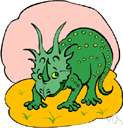 styracosaur - an unusual ceratopsian dinosaur having many large spikes around the edge of its bony frill and a long nose horn