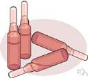 ampoule - a small bottle that contains a drug (especially a sealed sterile container for injection by needle)
