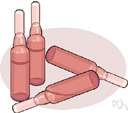 ampul - a small bottle that contains a drug (especially a sealed sterile container for injection by needle)