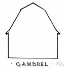 gambrel - a gable roof with two slopes on each side and the lower slope being steeper