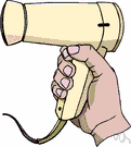 hair dryer - a hand-held electric blower that can blow warm air onto the hair
