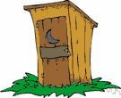 earth-closet - a small outbuilding with a bench having holes through which a user can defecate