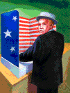 polling booth - a temporary booth in a polling place which people enter to cast their votes