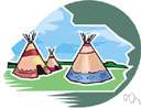 wigwam - a Native American lodge frequently having an oval shape and covered with bark or hides