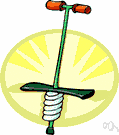 pogo stick - plaything consisting of a pole with foot rests and a strong spring