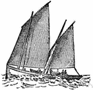 lugsail - a sail with four corners that is hoisted from a yard that is oblique to the mast