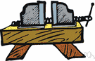vise - a holding device attached to a workbench