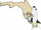 Cape Kennedy - a sandy promontory (formerly Cape Kennedy) extending into the Atlantic Ocean from a barrier island off the eastern coast of Florida