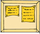 bulletin board - a board that hangs on a wall