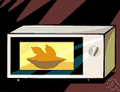 microwave - kitchen appliance that cooks food by passing an electromagnetic wave through it