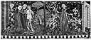 tapestry - a wall hanging of heavy handwoven fabric with pictorial designs