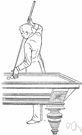 Masse shot - a shot in billiards made by hitting the cue ball with the cue held nearly vertically