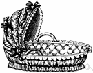 bassinet - a basket (usually hooded) used as a baby's bed