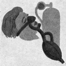 oxygen mask - a breathing device that is placed over the mouth and nose
