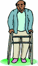 Zimmer frame - a light enclosing framework (trade name Zimmer) with rubber castors or wheels and handles