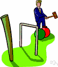 croquet - a game in which players hit a wooden ball through a series of hoops