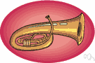 euphonium - a bass horn (brass wind instrument) that is the tenor of the tuba family