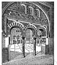 Moorish arch - a round arch that widens before rounding off