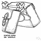 saddlebag - a large bag (or pair of bags) hung over a saddle