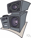 speaker - electro-acoustic transducer that converts electrical signals into sounds loud enough to be heard at a distance