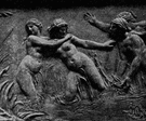 sculptural relief - sculpture consisting of shapes carved on a surface so as to stand out from the surrounding background