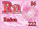 Rn - a radioactive gaseous element formed by the disintegration of radium