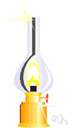 tornado lantern - an oil lamp with a glass chimney and perforated metal lid to protect the flame from high winds