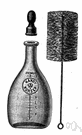 bottlebrush - a cylindrical brush on a thin shaft that is used to clean bottles