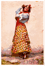 Romani - a member of a people with dark skin and hair who speak Romany and who traditionally live by seasonal work and fortunetelling