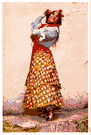 Romany - a member of a people with dark skin and hair who speak Romany and who traditionally live by seasonal work and fortunetelling