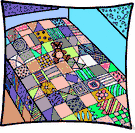 comforter - bedding made of two layers of cloth filled with stuffing and stitched together