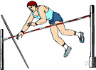 pole vaulting - a competition that involves jumping over a high crossbar with the aid of a long pole