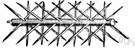 chevaux-de-frise - defensive structure consisting of a movable obstacle composed of barbed wire or spikes attached to a wooden frame