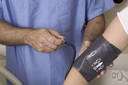 arterial pressure - the pressure of the circulating blood on the arteries