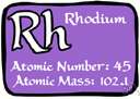 atomic number 45 - a white hard metallic element that is one of the platinum group and is found in platinum ores