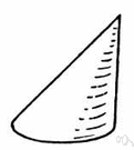 conoid - a shape whose base is a circle and whose sides taper up to a point