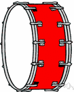 bass drum - a large drum with two heads