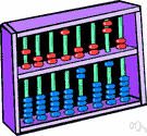 abacus - a calculator that performs arithmetic functions by manually sliding counters on rods or in grooves