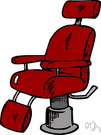 barber chair - a large fixed adjustable chair in which barbers seat their customers
