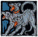 hellhound - (Greek mythology) the three-headed dog guarding the entrance to Hades