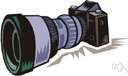 telephoto lens - a camera lens that magnifies the image