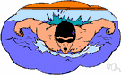 swimmer - a trained athlete who participates in swimming meets