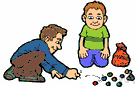 marbles - a children's game played with little balls made of a hard substance (as glass)
