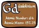 gadolinium - a ductile silvery-white ductile ferromagnetic trivalent metallic element of the rare earth group