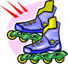 roller skate - a shoe with pairs of rollers fixed to the sole