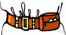 fanny pack - a waist pack worn with the pouch in back